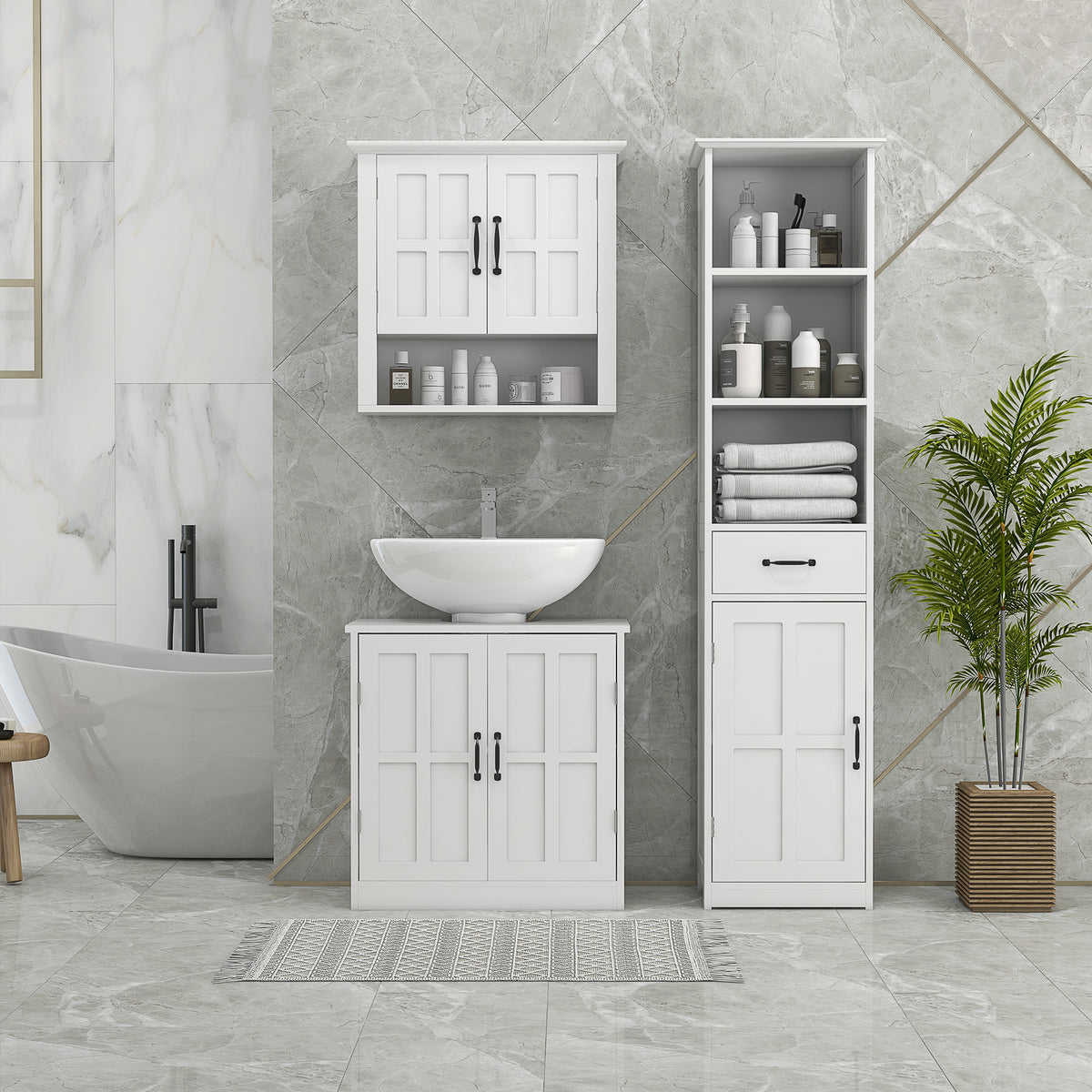 Armario de pared para baño con estante ajustable