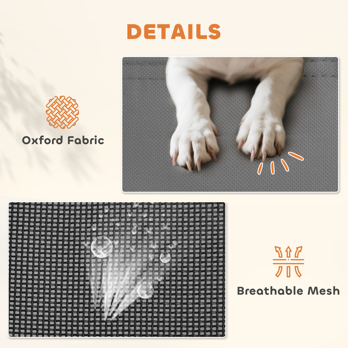 Elevated dog bed with canopy