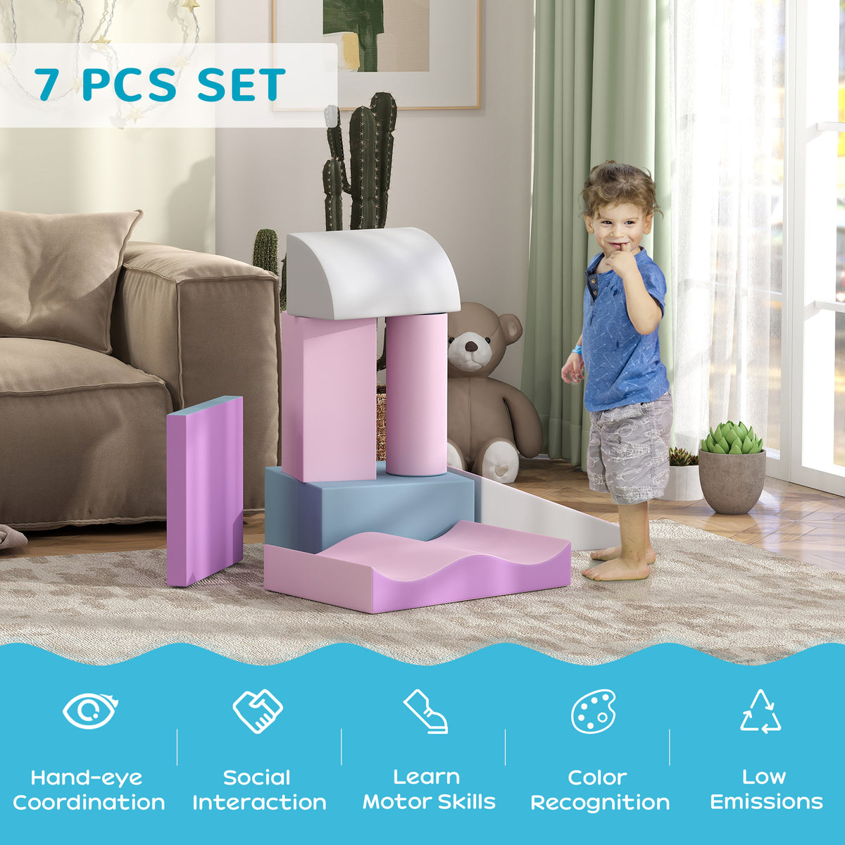 Modular Foam Climbing Play Blocks Set of 7 for Toddlers
