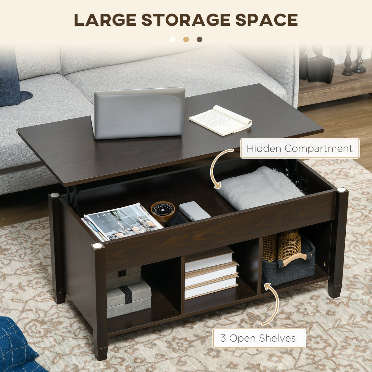 Lift Top Coffee Table Modern with Hidden Storage
