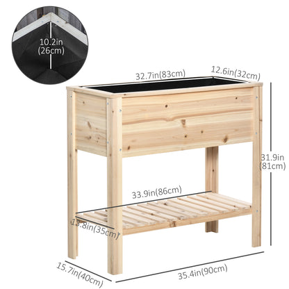 Elevated Planter Box with Storage Shelf 36 x 16 inches