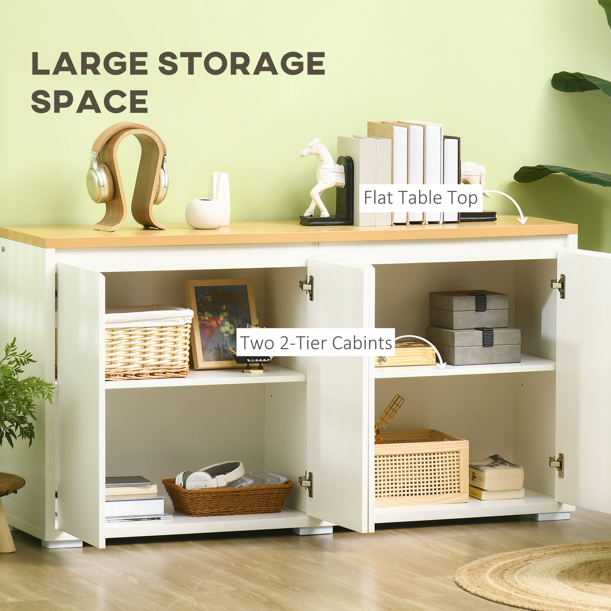 Aparador moderno para salón con puertas y estantes ajustables
