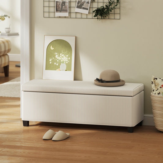 Corduroy Storage Ottoman Bench