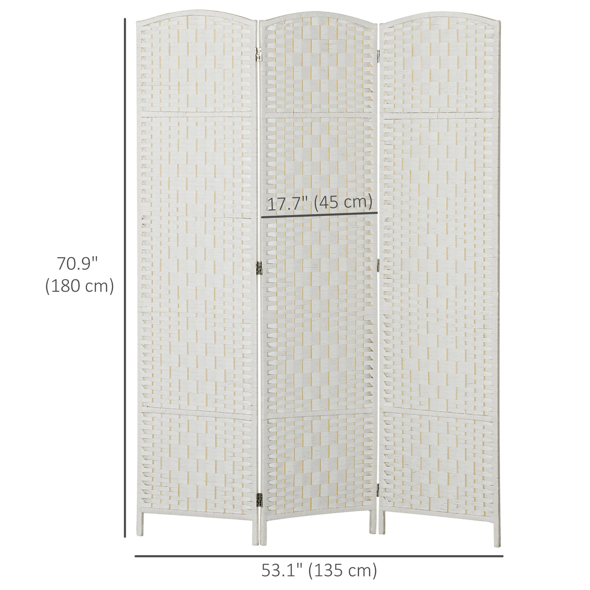 180 cm Folding Room Divider 3-Panel Wooden