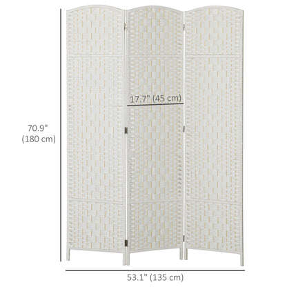 180 cm Folding Room Divider 3-Panel Wooden