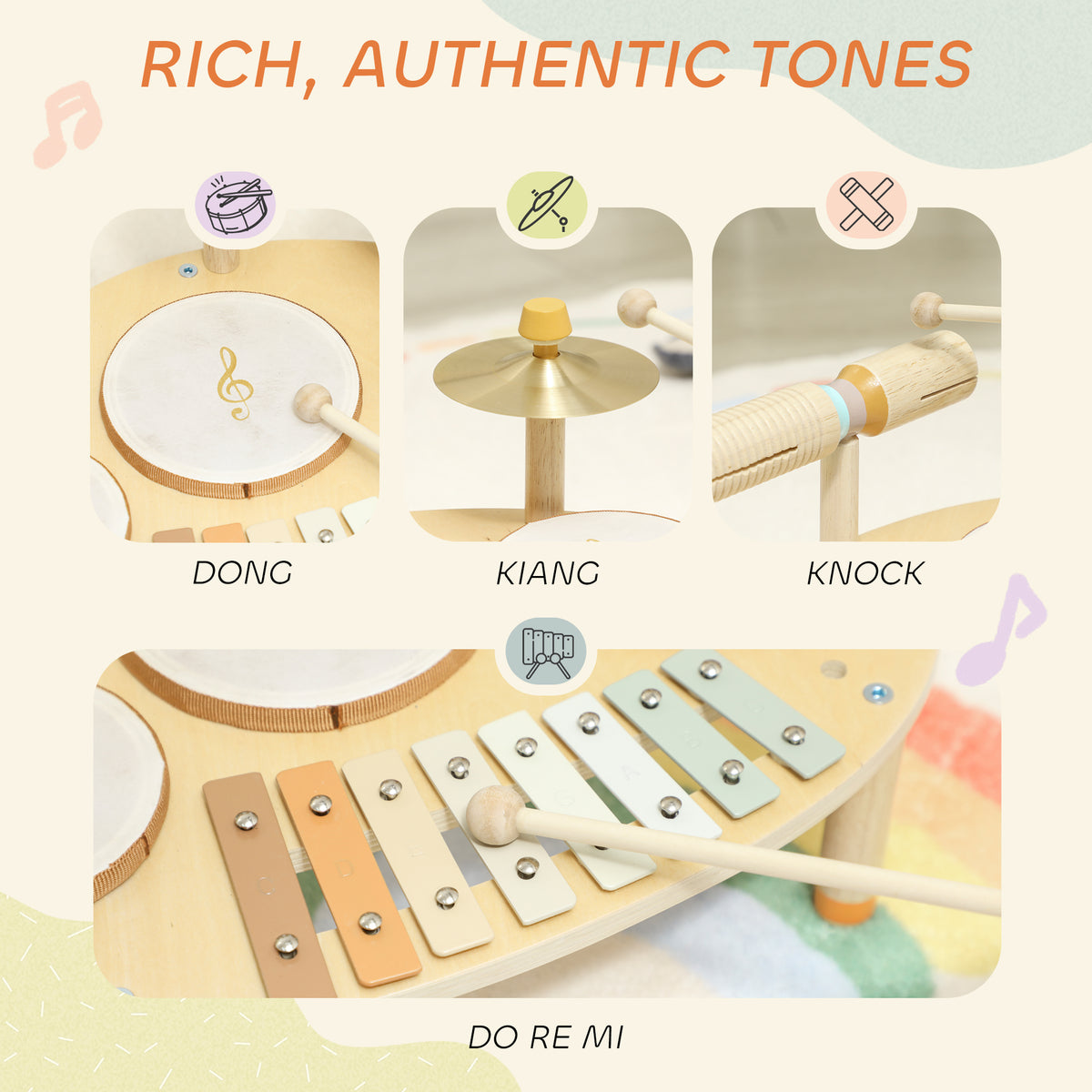 4-in-1 Toddler Wood Music Station