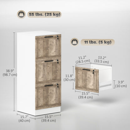 3-Drawer Farmhouse Filing Cabinet with Lock