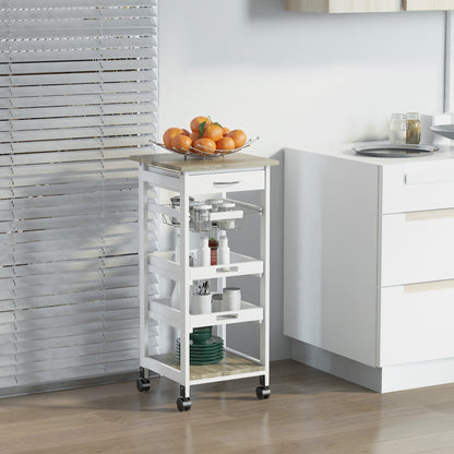 Rolling Kitchen Island Cart with Drawer and Baskets