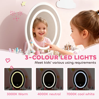 Kids Vanity Set with LED Mirror and Stool
