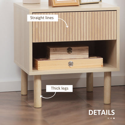 Nightstands with drawer and shelf set of 2