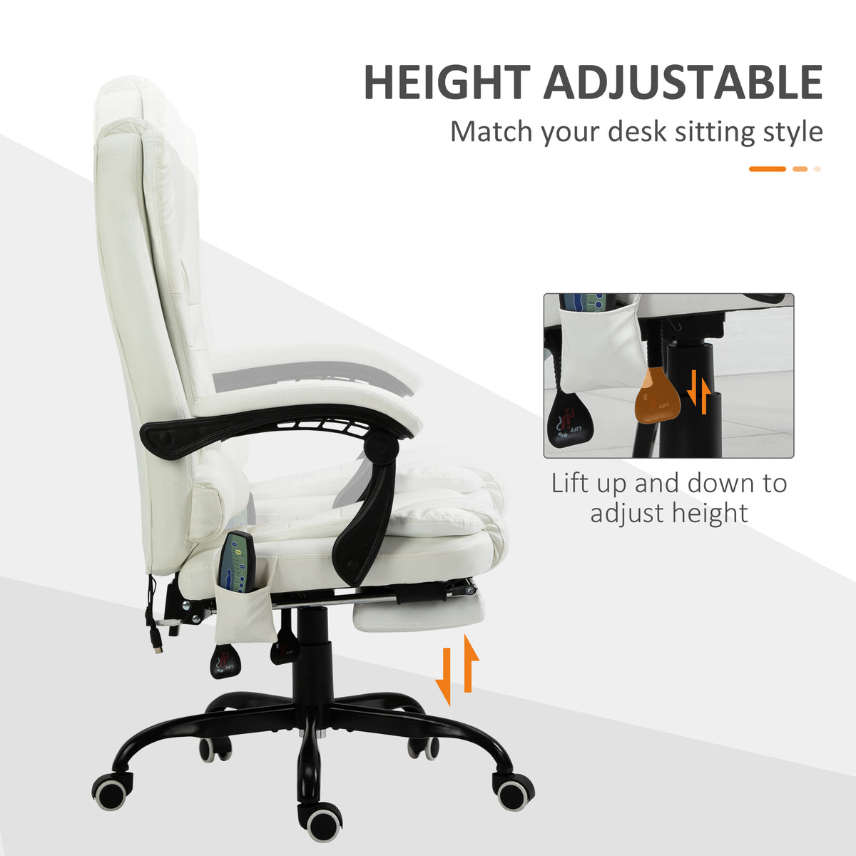 Silla de oficina de masaje reclinable con reposapiés