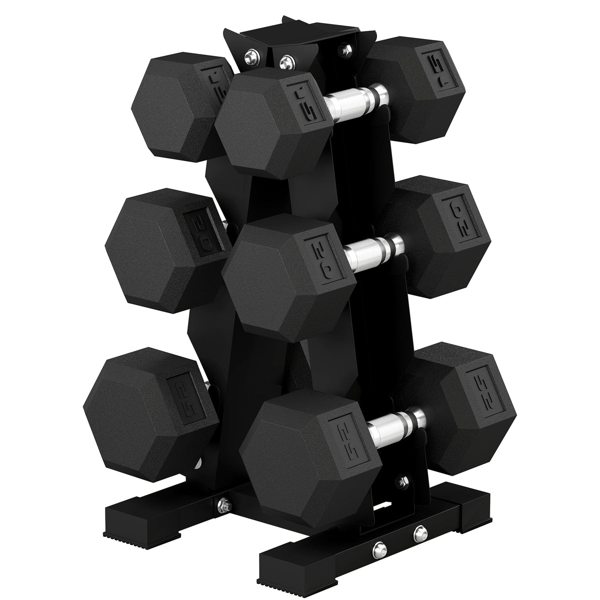 Hex Dumbbell Weight Set with Vertical Rack
