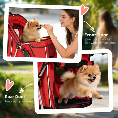 Cochecito plegable para mascotas con ruedas giratorias