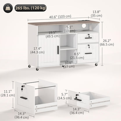 Mobile Printer Cabinet with Charging Station