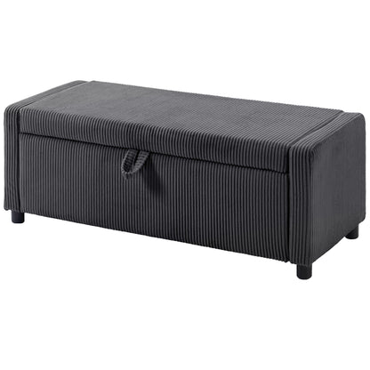 Upholstered Corduroy Storage Ottoman Bench