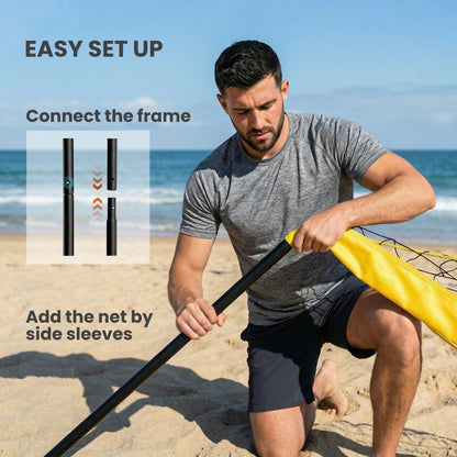 Portable Volleyball Net Set with Adjustable Steel Poles