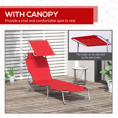 Folding Lounge Chair with Adjustable Sun Shade