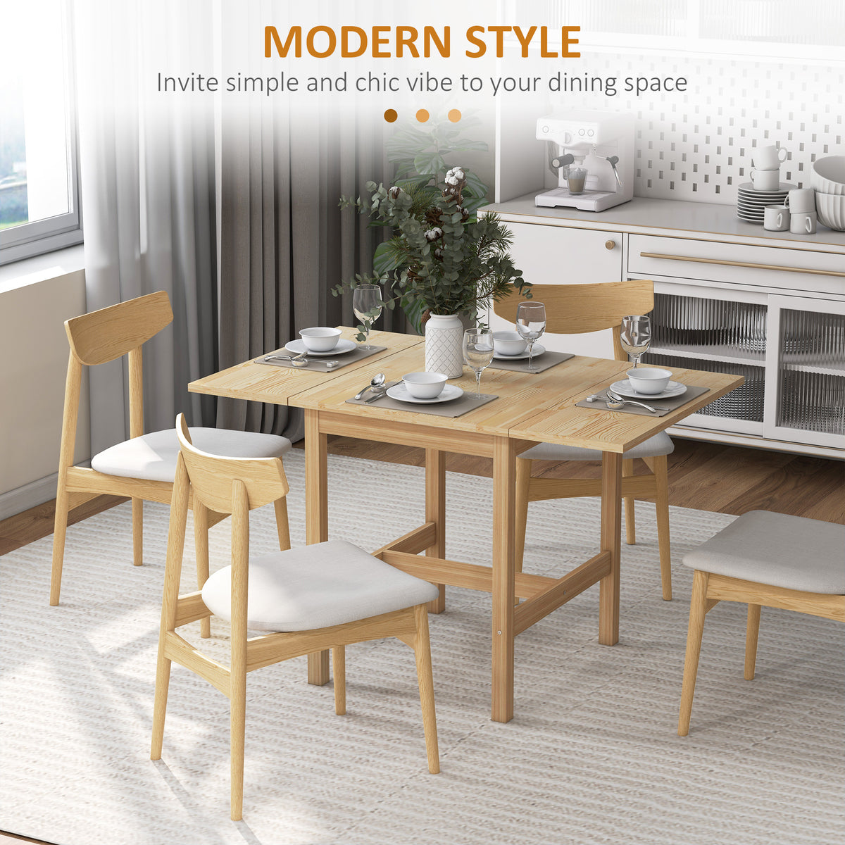 Mesa de comedor plegable de madera maciza de pino