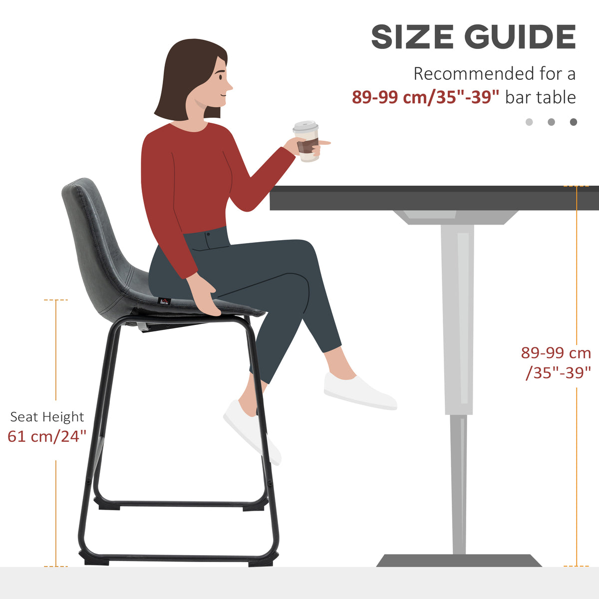 Bar stools counter height set of 2