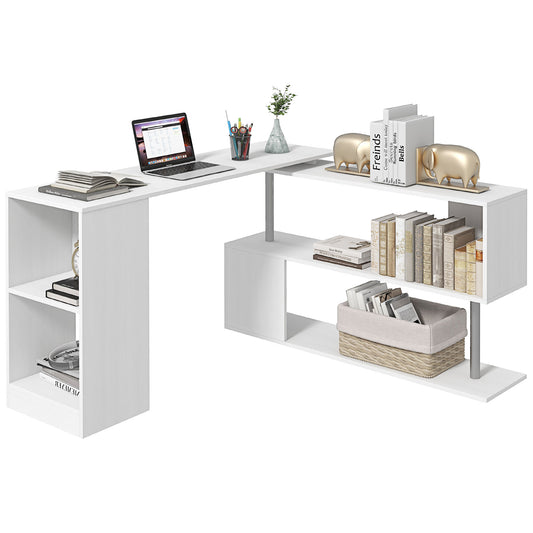 Corner Desk 360° Rotating with 3-Tier Shelves