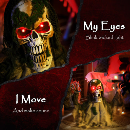 Animated Halloween Skeleton with Glowing LED Eyes