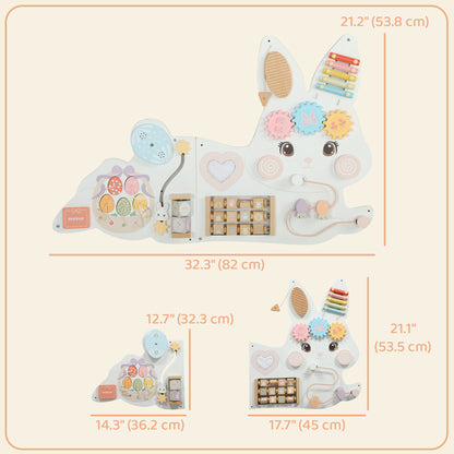 Tablero de estimulación mural Montessori de conejo de Pascua en madera