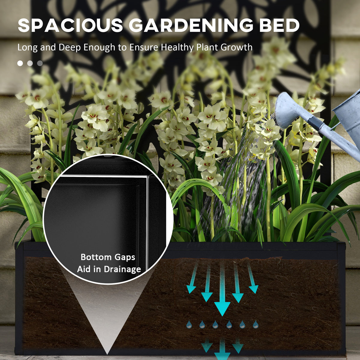 Outdoor Privacy Screen with Raised Garden Bed Planter