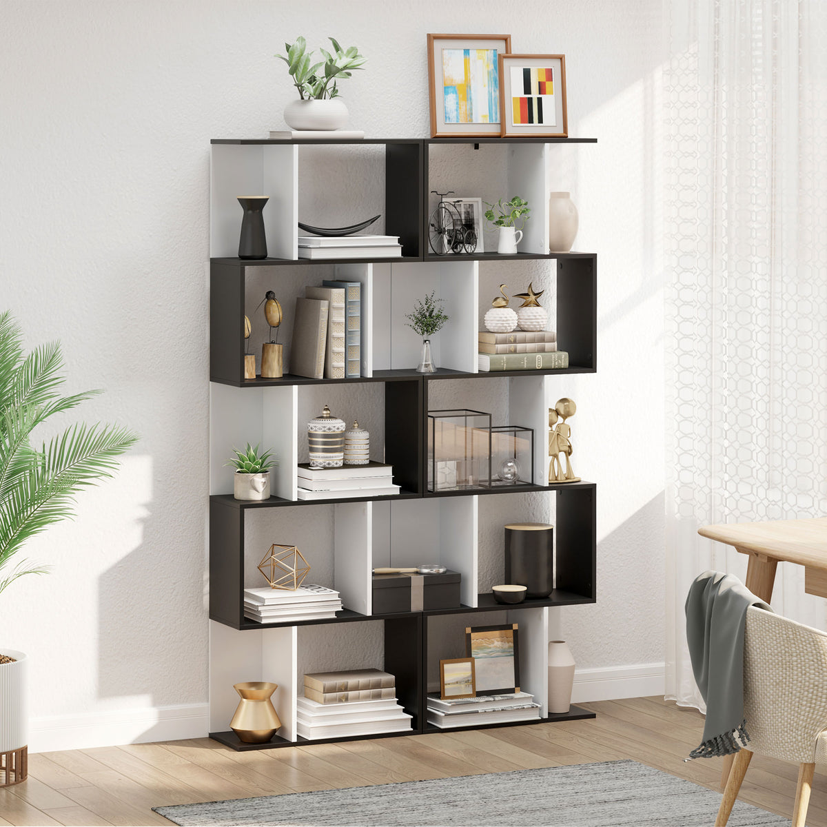 Librería geométrica de 5 niveles en forma de S