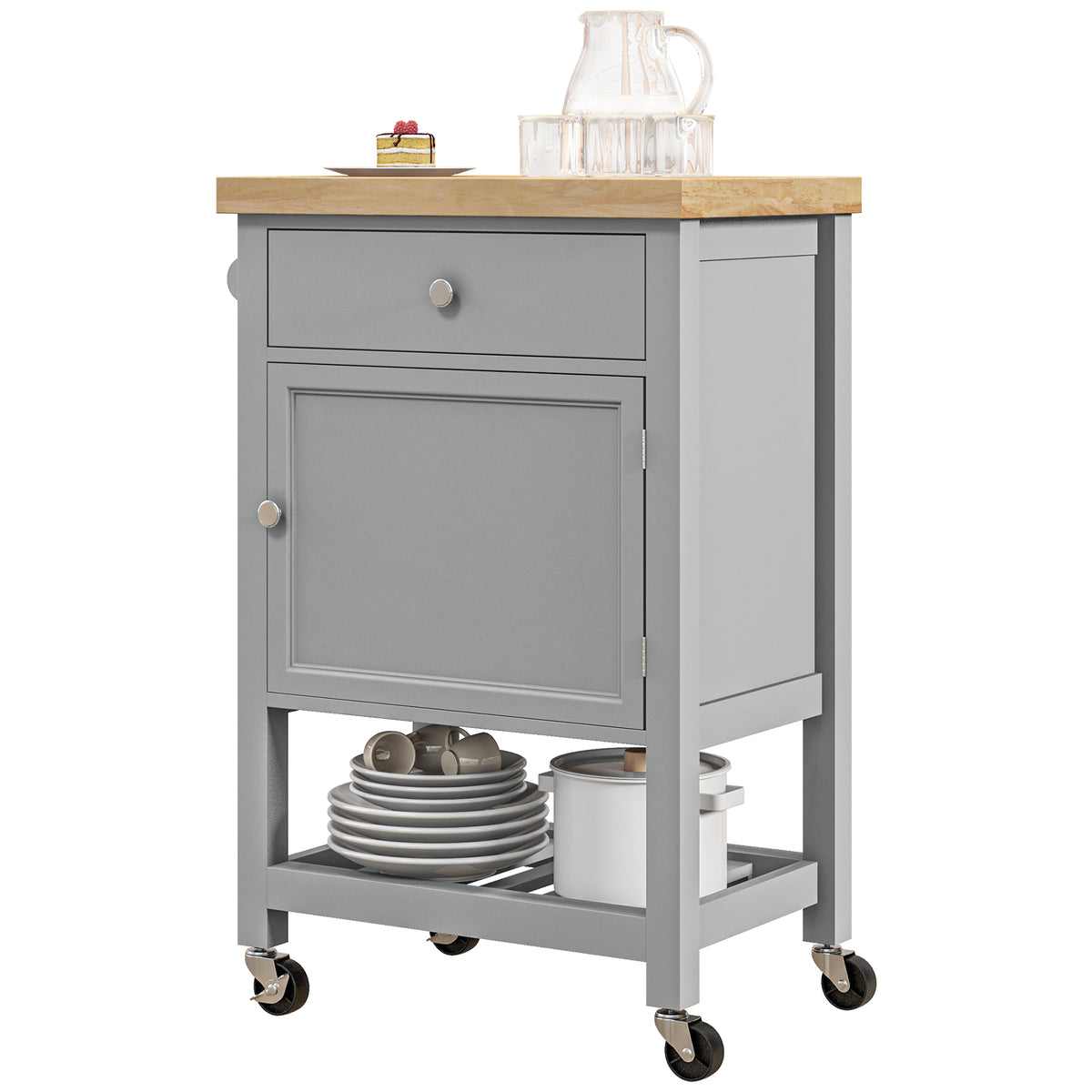 Rolling kitchen island wood cart