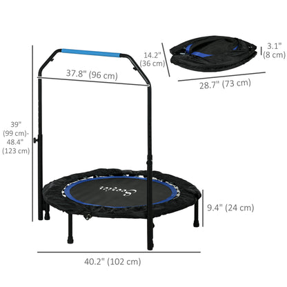 Foldable fitness trampoline with handle