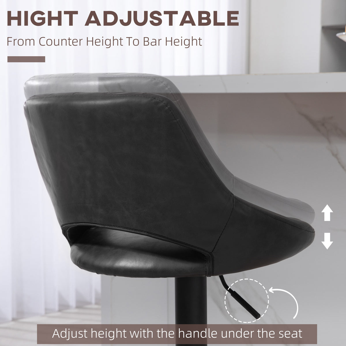 Set of 2 Swivel Bar Stools Adjustable Height