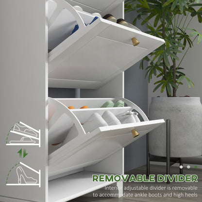 Narrow Shoe Storage Cabinet with 3 Flip Drawers