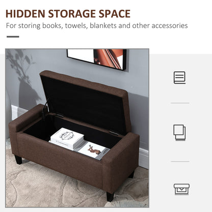 Tufted Linen Storage Ottoman Bench