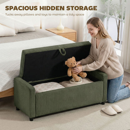 Upholstered Corduroy Storage Ottoman Bench