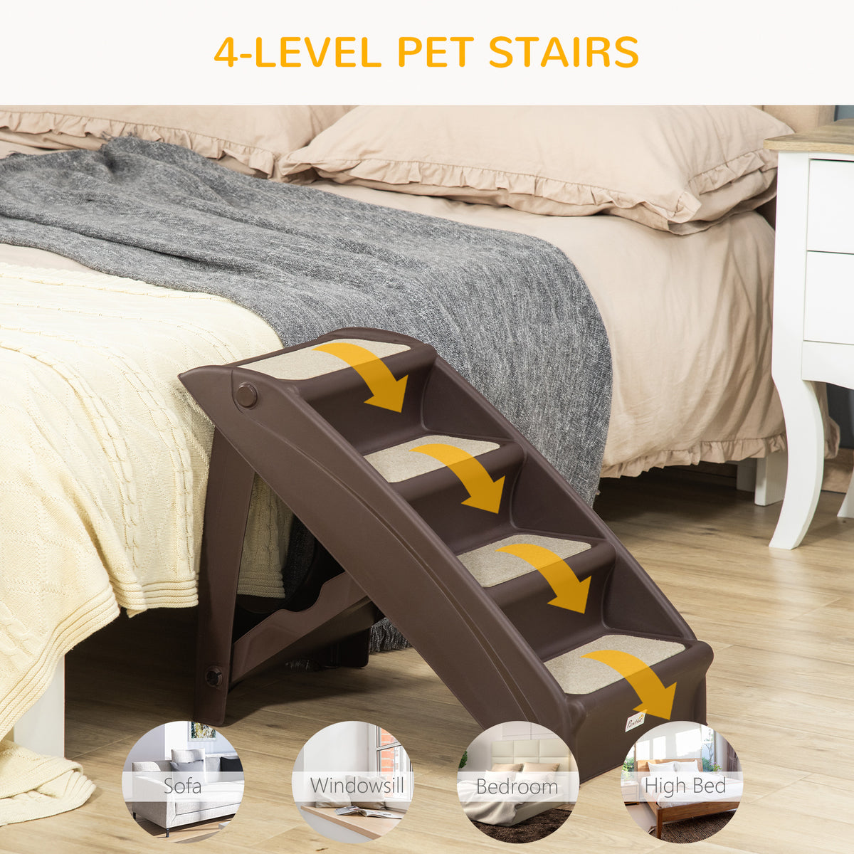 4-level portable folding pet stairs