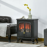 Electric Fireplace Stove Double Door with LED Flame Effect