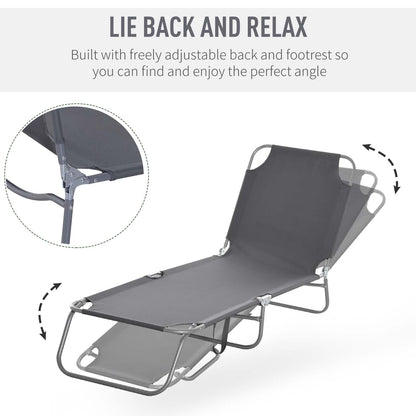 Folding Outdoor Lounge Chair with Adjustable Backrest