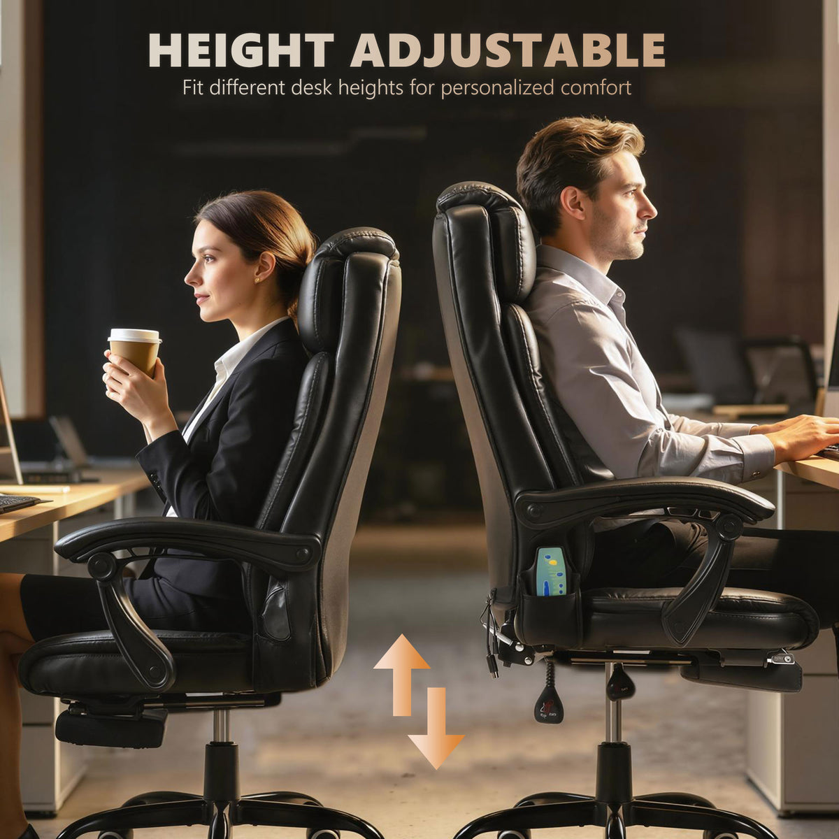 Silla de oficina de masaje reclinable con reposapiés