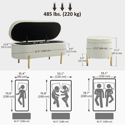 Channel Tufted Storage Bench with Golden Legs