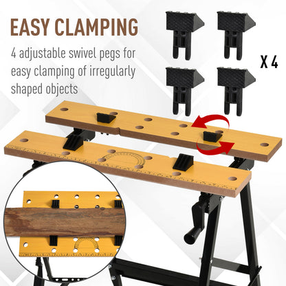 Foldable Work Bench 100 kg Capacity with 4 Adjustable Clamps