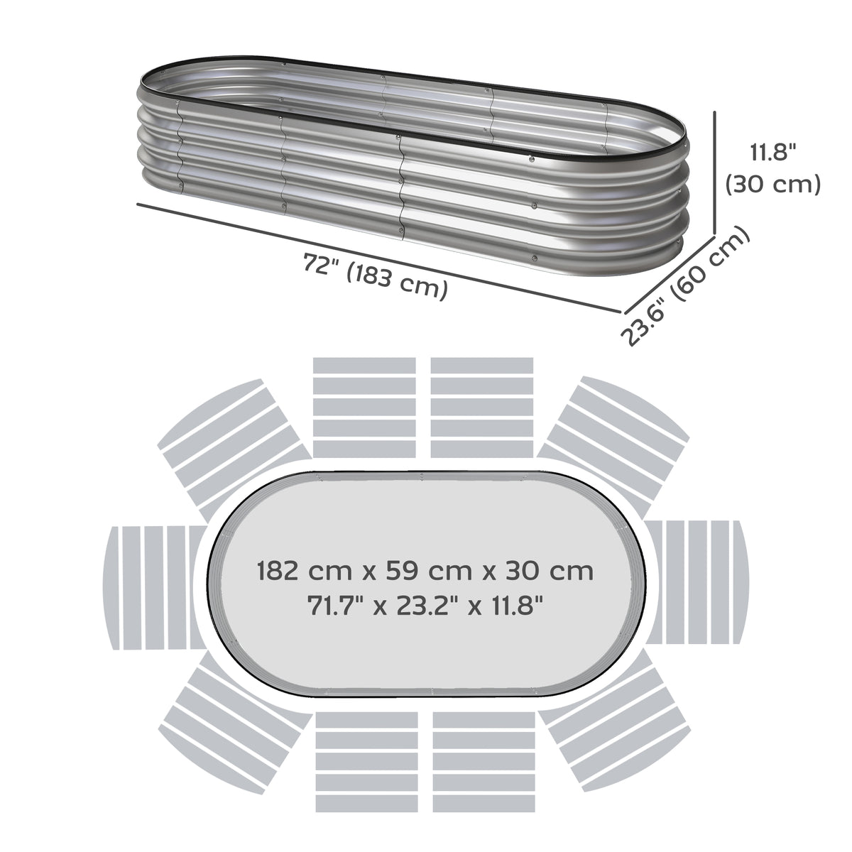 Galvanized Raised Garden Beds 183x60x30cm - Set of 2