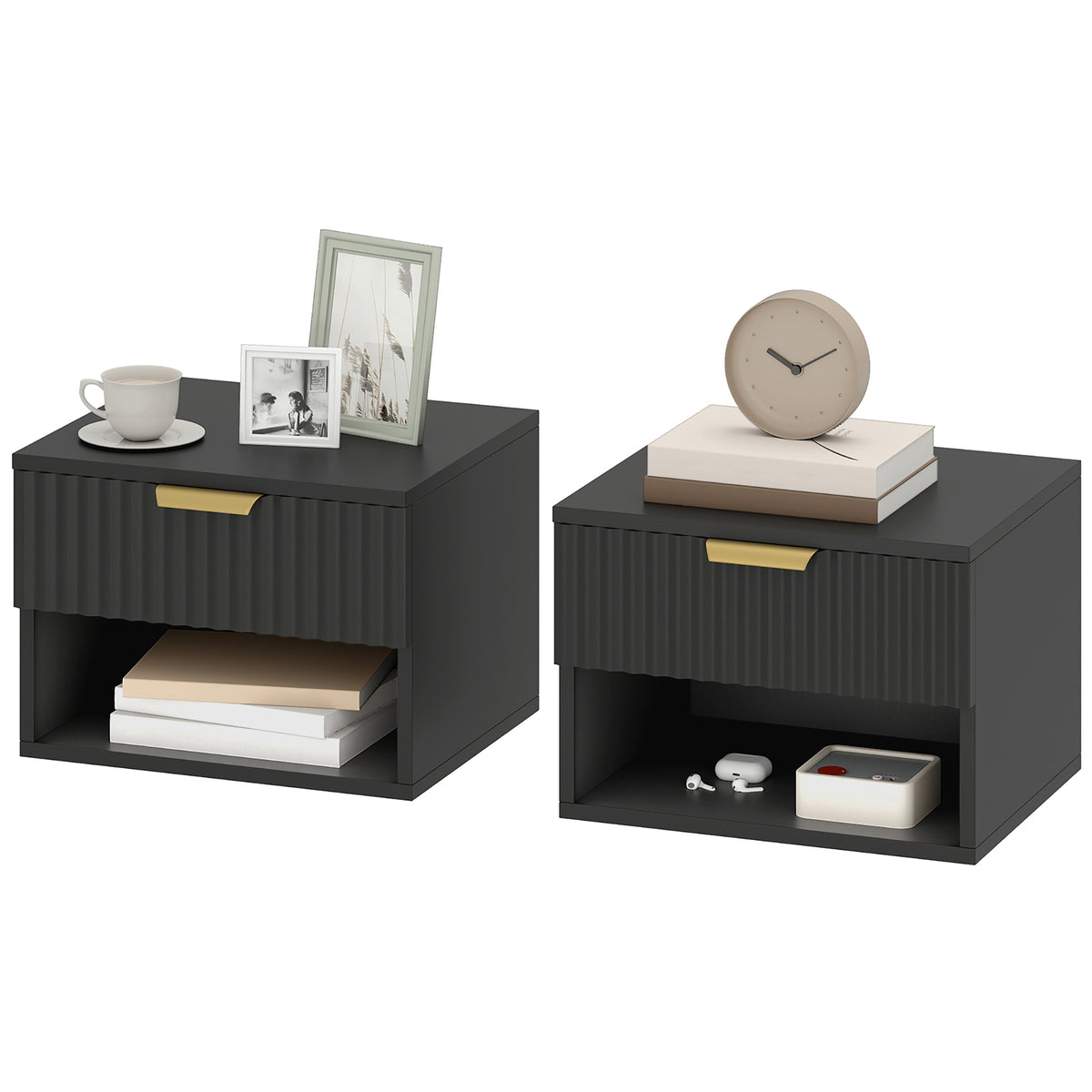 Floating bedside tables wall mounted — Set of 2