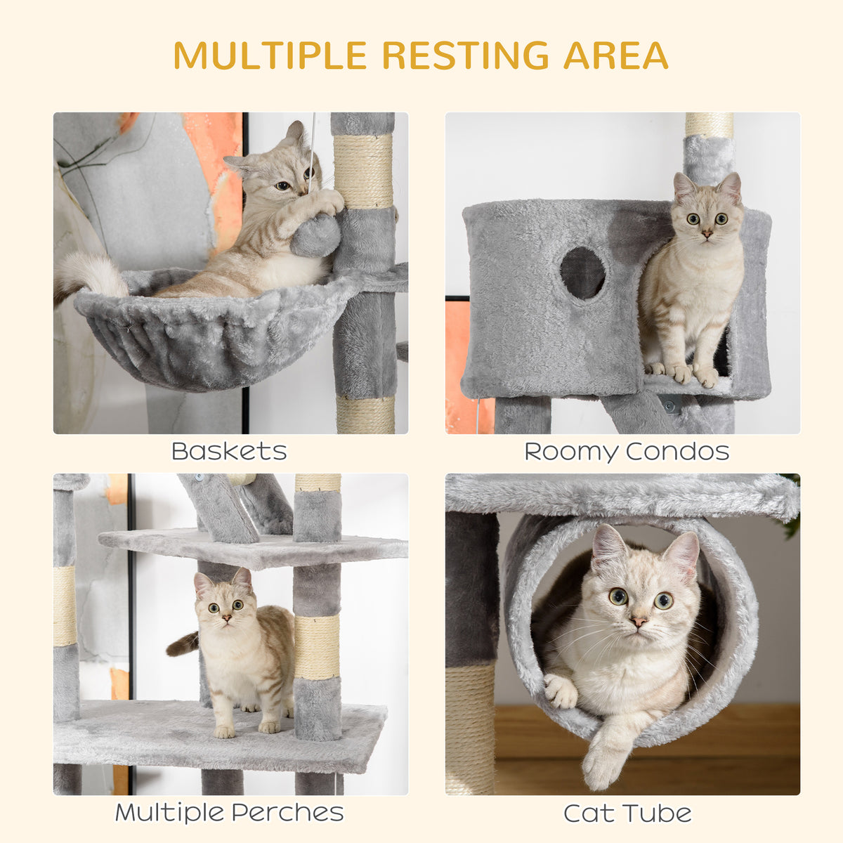Árbol para gatos multinivel ajustable 240-260 cm