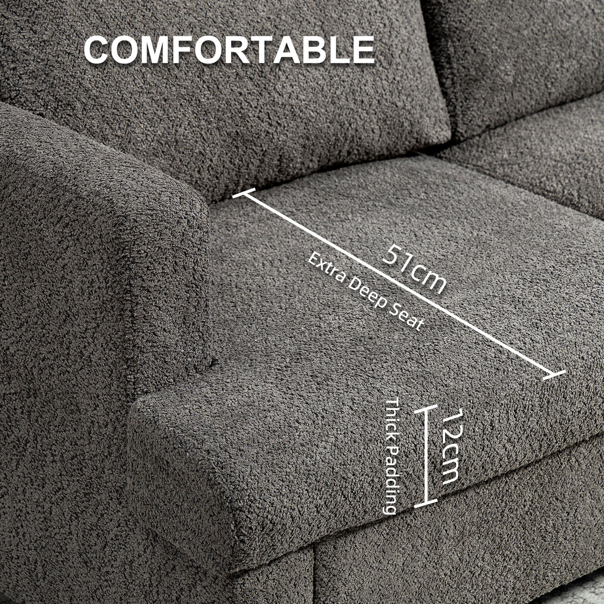 2-Seater Chenille Loveseat Sofa with Washable Cushions