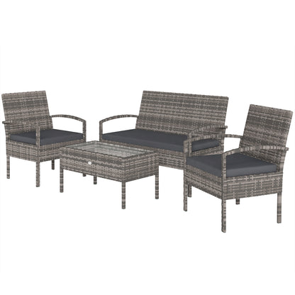 4-Piece Patio Conversation Set with Tempered Glass Table