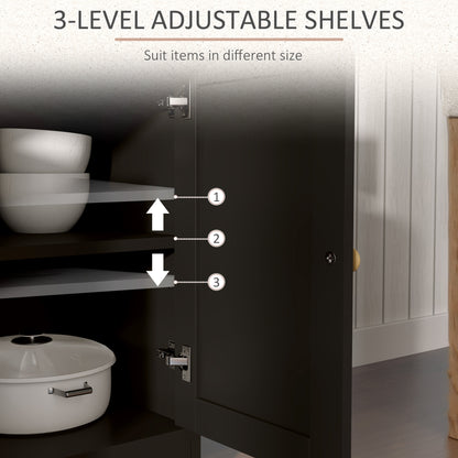 Aparador de cocina 4 puertas barniz 2 cajones madera