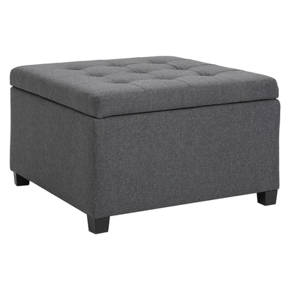 Tufted storage ottoman with upholstered bench seat