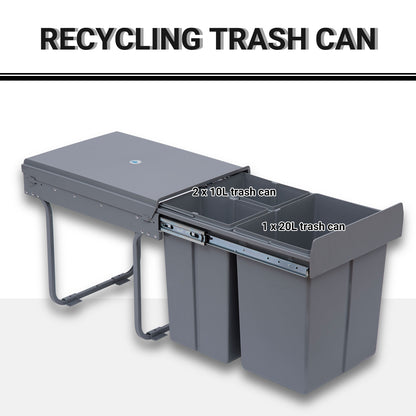 Papelera extraíble bajo fregadero de 40 L y 3 compartimentos