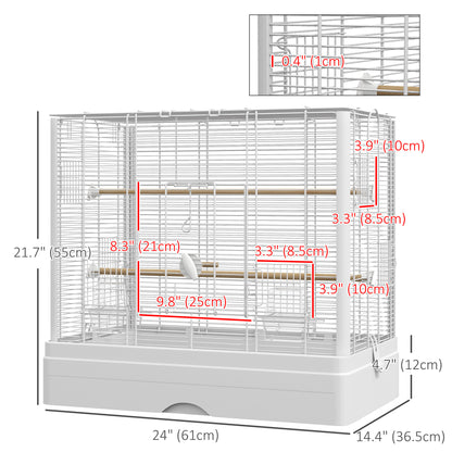 Bird Cage with Wooden Perches and Slide-Out Tray