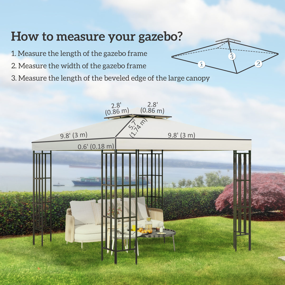 Two-Tier Gazebo Canopy Replacement Top 10 x 10 ft